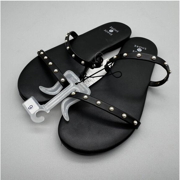 Shade & Shore Sandals Womens Black Size 6 Indi Slide Beach Pool NEW NWT - Picture 3 of 6
